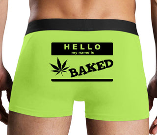 Hello My Name Is Baked - Neon Yellow Boxer Brief