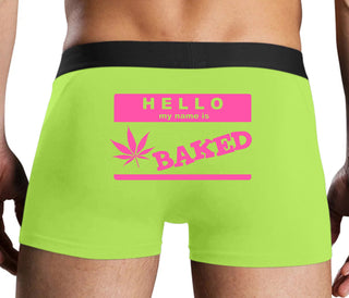 Hello My Name Is Baked - Neon Yellow Boxer Brief