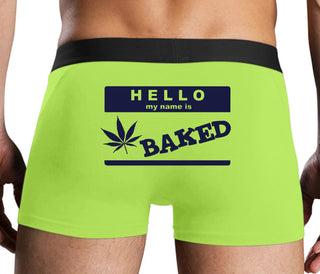 Hello My Name Is Baked - Neon Yellow Boxer Brief