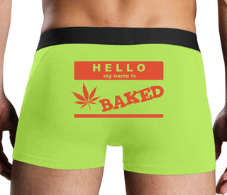 Hello My Name Is Baked - Neon Yellow Boxer Brief