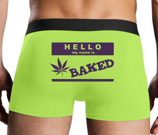 Hello My Name Is Baked - Neon Yellow Boxer Brief