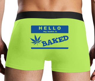 Hello My Name Is Baked - Neon Yellow Boxer Brief