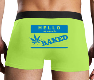 Hello My Name Is Baked - Neon Yellow Boxer Brief