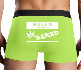 Hello My Name Is Baked - Neon Yellow Boxer Brief