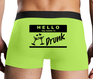 Hello My Name Is Drunk - Neon Yellow Boxer Brief