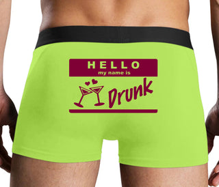 Hello My Name Is Drunk - Neon Yellow Boxer Brief