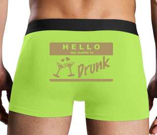 Hello My Name Is Drunk - Neon Yellow Boxer Brief