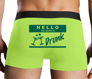 Hello My Name Is Drunk - Neon Yellow Boxer Brief