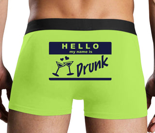 Hello My Name Is Drunk - Neon Yellow Boxer Brief