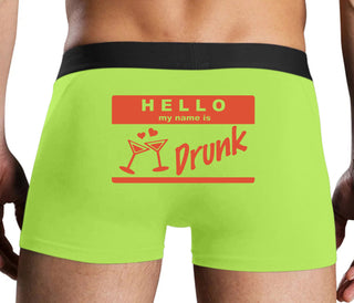 Hello My Name Is Drunk - Neon Yellow Boxer Brief