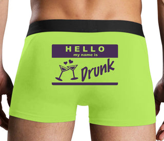 Hello My Name Is Drunk - Neon Yellow Boxer Brief