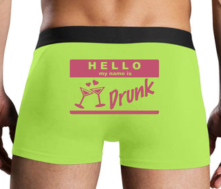 Hello My Name Is Drunk - Neon Yellow Boxer Brief