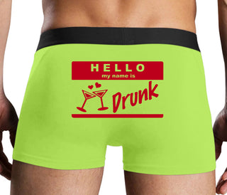 Hello My Name Is Drunk - Neon Yellow Boxer Brief