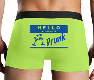 Hello My Name Is Drunk - Neon Yellow Boxer Brief