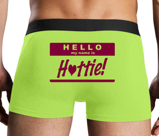 Hello My Name Is Hottie - Neon Yellow Boxer Brief