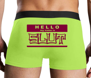 Hello My Name Is Slut - Neon Yellow Boxer Brief