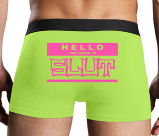 Hello My Name Is Slut - Neon Yellow Boxer Brief