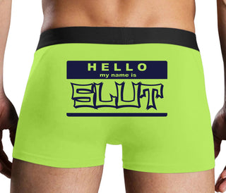 Hello My Name Is Slut - Neon Yellow Boxer Brief