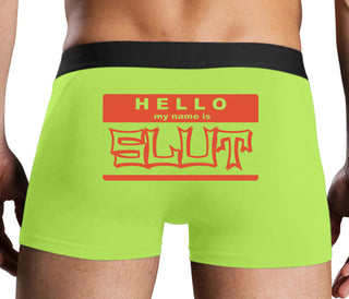 Hello My Name Is Slut - Neon Yellow Boxer Brief