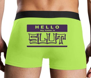 Hello My Name Is Slut - Neon Yellow Boxer Brief
