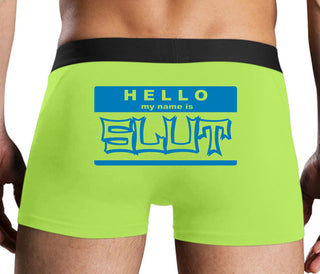 Hello My Name Is Slut - Neon Yellow Boxer Brief