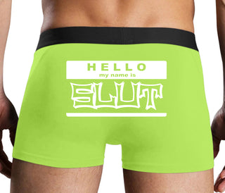 Hello My Name Is Slut - Neon Yellow Boxer Brief