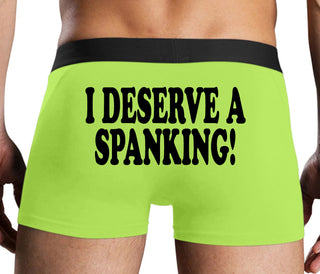 I Deserve A Spanking - Neon Yellow Boxer Brief