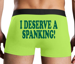 I Deserve A Spanking - Neon Yellow Boxer Brief
