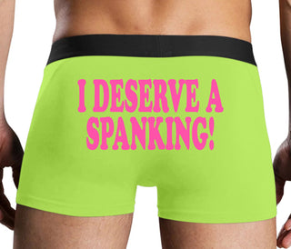 I Deserve A Spanking - Neon Yellow Boxer Brief