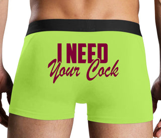 I Need Your Cock - Neon Yellow Boxer Brief