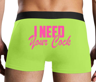 I Need Your Cock - Neon Yellow Boxer Brief