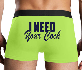 I Need Your Cock - Neon Yellow Boxer Brief