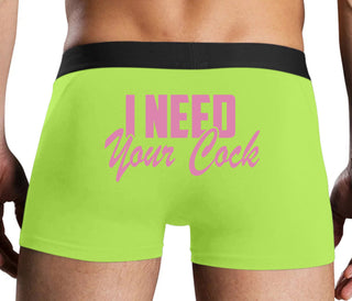 I Need Your Cock - Neon Yellow Boxer Brief