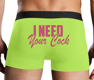 I Need Your Cock - Neon Yellow Boxer Brief