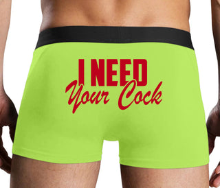 I Need Your Cock - Neon Yellow Boxer Brief