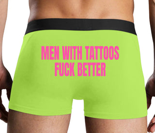 Men With Tattoos Fuck Better - Neon Yellow Boxer Brief
