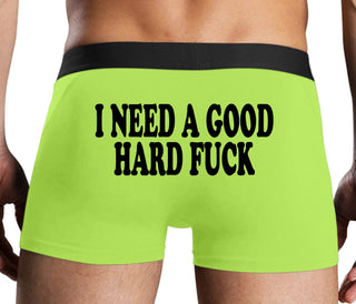 I Need A Good Hard Fuck - Neon Yellow Boxer Brief