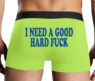 I Need A Good Hard Fuck - Neon Yellow Boxer Brief