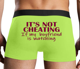 It’s Not Cheating If My Boyfriend Watches - Neon Yellow Boxer Brief