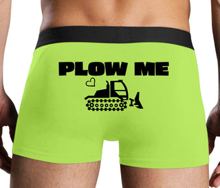 Plow Me - Funny Tractor Design - Neon Yellow Boxer Brief