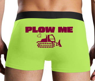 Plow Me - Funny Tractor Design - Neon Yellow Boxer Brief