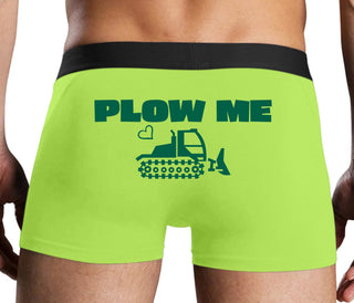 Plow Me - Funny Tractor Design - Neon Yellow Boxer Brief