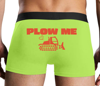 Plow Me - Funny Tractor Design - Neon Yellow Boxer Brief