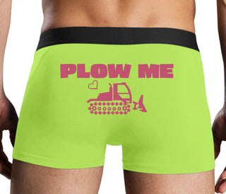 Plow Me - Funny Tractor Design - Neon Yellow Boxer Brief