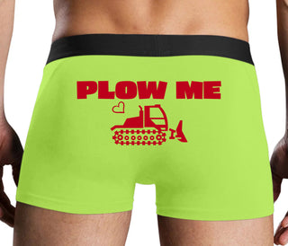 Plow Me - Funny Tractor Design - Neon Yellow Boxer Brief