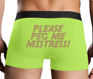 Please Peg Me Mistress - Neon Yellow Boxer Brief
