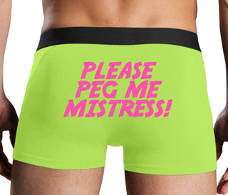 Please Peg Me Mistress - Neon Yellow Boxer Brief