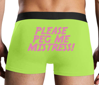 Please Peg Me Mistress - Neon Yellow Boxer Brief