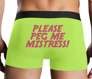 Please Peg Me Mistress - Neon Yellow Boxer Brief