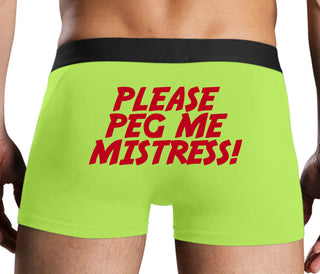 Please Peg Me Mistress - Neon Yellow Boxer Brief